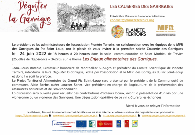 Invitation Causerie des Garrigues